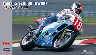 Hasegawa Modelbouwpakket Motorfiets - 21762 Yamaha YZR500 - OW98- TECH 21 1988 - R Motorfiets Plastic - 1:12 - Modelbouw