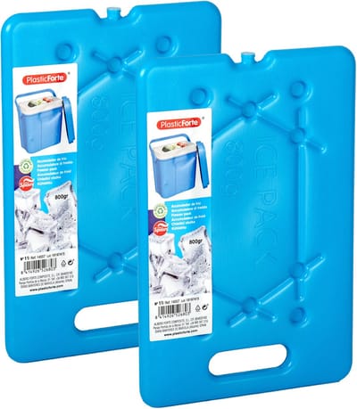 Plasticforte Platte dunne Koelelementen 800 gram - 2x - 30 x 20 x 1.5 cm - blauw - Voor koelbox en koeltas