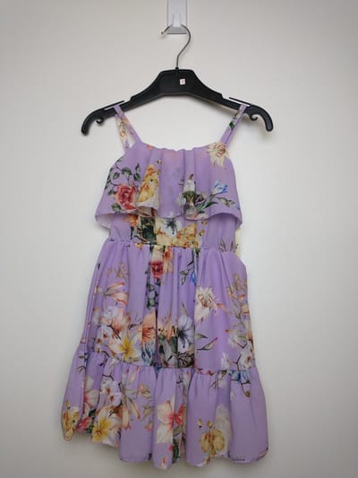 Meisjes jurk Joyce gebloemd motief paars wit geel groen rood roze blauw 92 zomerjurk