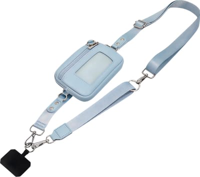 Nylon Telefoon Riem met Clip – Blauw – Verstelbare Phone Strap met Kaart- en Portemonneeclip, Polsband en Crossbody Lanyard voor Handsfree Gebruik