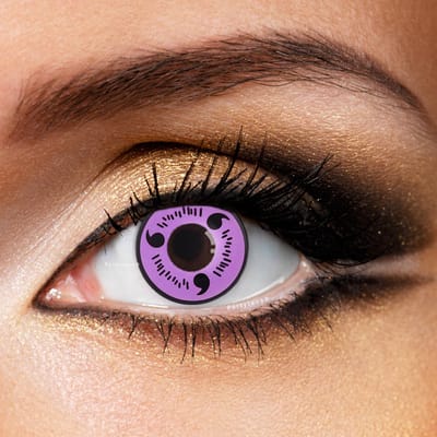 Partylens® paarse kleurlenzen - Sharingan Naruto Magatama - zachte jaarlenzen met lenshouder - Halloween - Cosplay