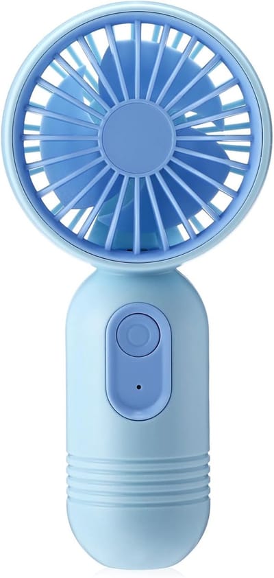 Mini draagbare ventilator (1 stuk), schattig en lichtgewicht, kleine persoonlijke handventilator voor wimpers, 3 windsnelheden, geschikt voor buitenactiviteiten en reizen, blauw.