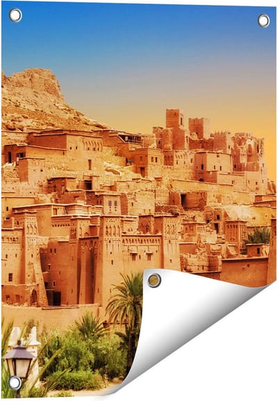 Gards Tuinposter Kasbah Ait Ben Haddou Stad in Marokko - 40x50 cm - Tuindoek - Tuindecoratie - Wanddecoratie buiten - Tuinschilderij