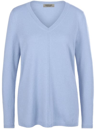Trui 100% kasjmier V-hals Van Peter Hahn blauw