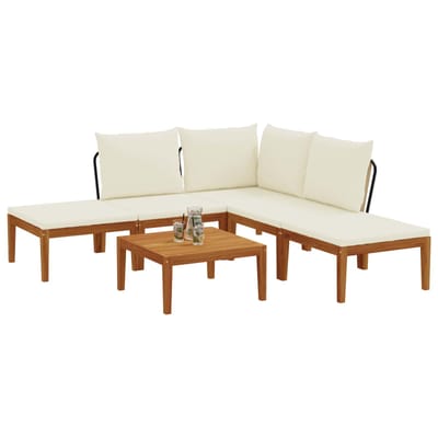 vidaXL - 6 - st - Massief - acaciahout - & - touw - Naturel