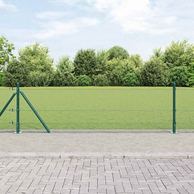 vidaXL - gelast - draadhek - met - betonnen - voetstuk - 10 - x - 0,4 - m - Groen - Mesh