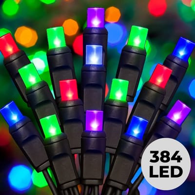 Lomera Micro Cluster Verlichting - Kerstverlichting Multicolor - 384 Led's - Clusterverlichting Binnen en Buiten - 8 Lichtfuncties - Geheugenfunctie - IP44 Beschermwaarde - Zwart Snoer - Kerstboomverlichting