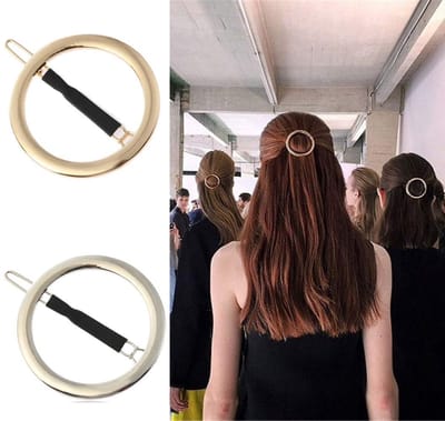 Haaraccessoires – 2 Stuks Minimalistische Metalen Haarclips – Hollow Ring Design – Geometrische Haarspelden – Ponytail Houder – Haaraccessoires Voor Dames & Meisjes – Goud & Zilver