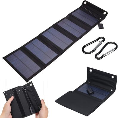 Zonnepaneel-5 borden-Zonnepanelen zijn opvouwbaar-Zonnecellen Oplaadbatterij -zonnepaneel powerbank-15W 5V USB zonnepaneel-zonnepanelen met stekker-zwart