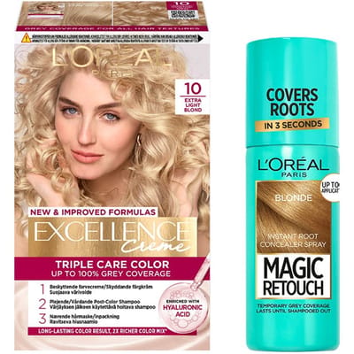 L'Oréal Paris L'Or&eacute;al Paris Excellence Creme Hair Color 10 Extra Light Blonde &amp; Magic Retouch Root Concealer Spray 5 Blonde 1 pcs