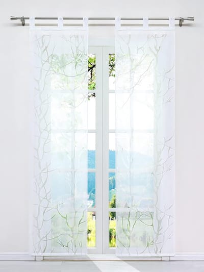 Schuifgordijnen, uitgebrande paneelgordijnen, set van 2 gordijnen met lussen, transparant gordijn, wit #3, b x h 57 x 175 cm, 2 stuks