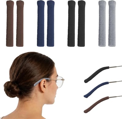Zachte Oorbellen voor Brillen - Verbeterde Gebreide Katoenen Oorkussens, Antislip Oorsteunen, Comfortabele Brilaccessoires voor Volwassenen en Kinderen - Verkrijgbaar in 4 Kleuren, 74mm/2.9