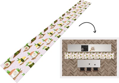 Keukenloper - Keukenmat - Patronen - Eten - Sushi - Japan - 400x50 cm - Keuken vloerkleed