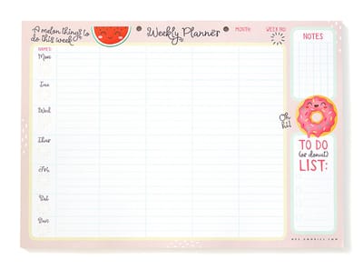 Weekplanner kind papier A4 ongedateerd deskplanner Kawaii cute familieplanner gezinsplanner 5 personen bureauplanner