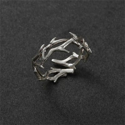 Vintage Adherence Ringen voor Mannen en Vrouwen met Takken, Doornen, Ringcadeaus voor Koppels, Mode en Persoonlijkheid resizable zilver