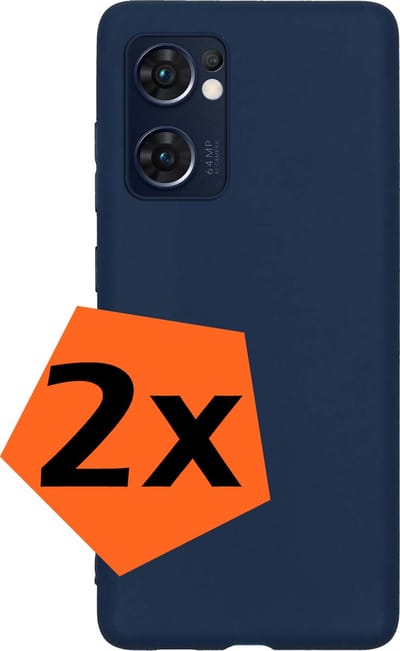 Hoes - 2 Stuks - Geschikt voor OPPO Find X5 Lite - Sterk & Shockproof - Case Siliconen - Back Cover - Telefoon Hoes - Donkerblauw