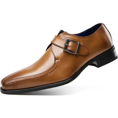 Chaussures en cuir véritable à bout pointu de style japonais pour homme, chaussures de soirée, de bureau, de mariage, de style moine, à boucle 42 brown