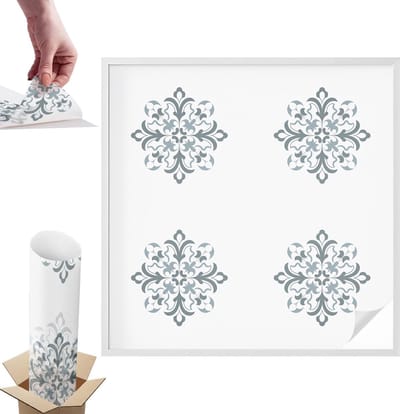 Tulup Raamfolie Anti inkijk - Klassiek ornament Anti inkijk Raamfolie - 100x100 cm - Wit Raamfolie Tegen inkijk - Zelfklevende Anti inkijk Folie Glas in Lood - Voor de slaapkamer, woonkamer en badkamer. - Zonwerende Raamfolie Glas in Lood