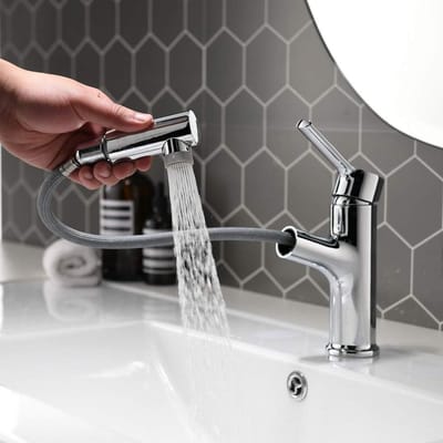 Auralum Max Opbouw Badkraan Complete Set - Piano Button Douchekraan - 6 Straalstanden handdouche - 2 Functies Mengkraan - Met 70 cm Glijstangset en Groot Plankje - Doucheset - Waterbesparend - Chroom