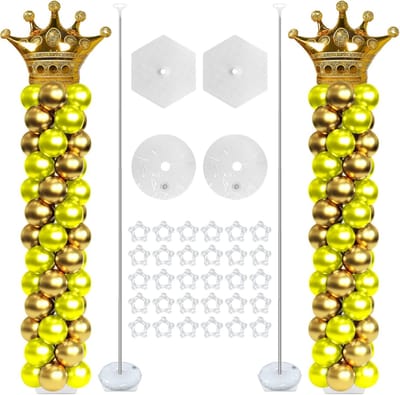 Verstelbare Ballonkolomstandaards - Verstelbare Ballonnenzuil van 2 Meter - Herbruikbaar - Telescopisch Metalen Ontwerp - Geschikt voor Verjaardagen, Bruiloften, Babyfeestjes, Diploma-Uitreikingen en Decoraties - Set van 2