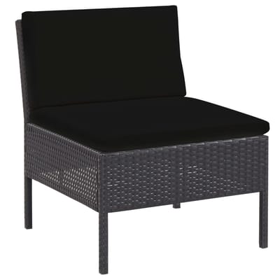 vidaXL - 5-delige - Loungeset - met - kussens - poly - rattan - zwart