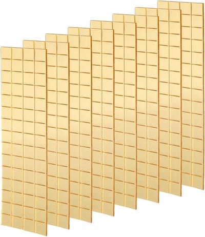 8 Vel van 960 Stuks Zelfklevende Spiegel Mozaïek Tegels 10x10mm voor DIY Creaties, Goudkleurige Mini Glazen Tegels en Disco Bal Stickers