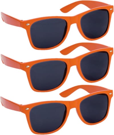 Hippe Party zonnebril - 4x - oranje - plastic - UV400 - verkleedbril - carnaval/verkleed