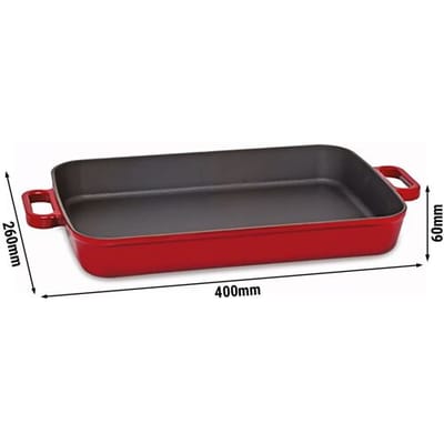 GGM Gastro Auflaufform - Gusseisen - 400x260mm - Höhe: 60mm - Rot - Induktionsgeeignet Rood