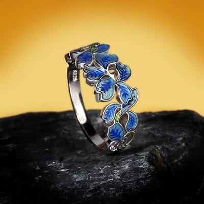 925   emaille bloem mode kleurrijk ijsling bloem ring voor vrouwen bruiloft feest verloving sieraden cadeau 8 gray