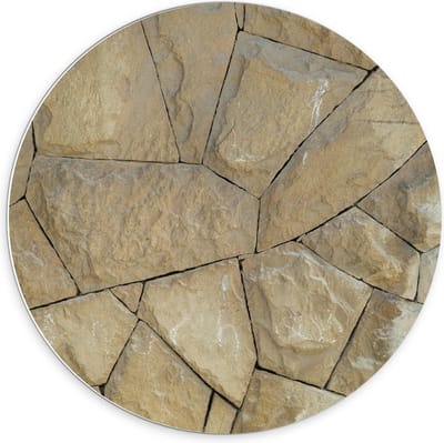 Forex Wandcirkel - Grijs Bruine Stenen - 70x70cm Foto op Wandcirkel (met ophangsysteem)