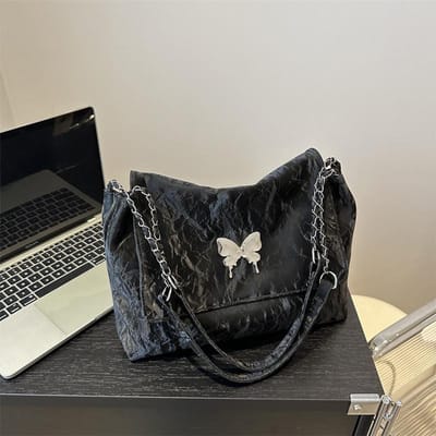 Nieuwe Casual Eenvoudige Mode en Mooie Trendy Tas met Grote Capaciteit voor Vrouwen Lente en Zomer Ketting Eén-schouder Onderarm Dames Tas black