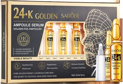 24K Golden Ampoule | Gouden Ampullen Serum | Luxe Gezichtsserum | Anti-Rimpel | Anti-Aging | Hydraterend | Collageen Booster | Huidverjonging | Whitening | Anti-Donkere Vlekken | 7 Daagse Kuur | Hyaluronzuur Serum | Peptide Serum | Koreaanse Huidverz