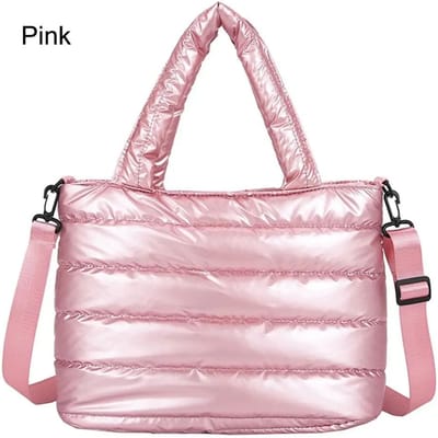 Nieuwe Puffer Tote Bag voor Dames Gewatteerde Puffy Handtas Lichtgewicht Donzen Katoenen Gevoerde Schoudertas Donzen Vulling Crossbody Handtas01 white
