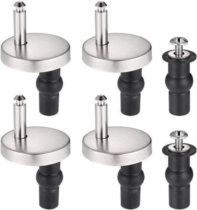 Dailygoods- WC-Bril Bevestigingen Universeel - 6-delige Set - Roestvrij Staal - Rubber - Inclusief 2 Expansie Schroeven - Diameter 45mm - Toiletbrilbeslag