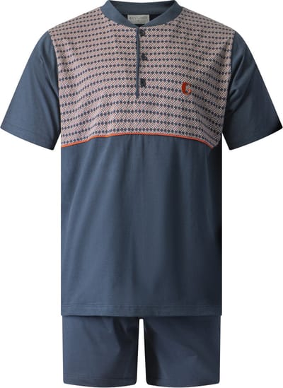 Gentlemen - heren shortama 114282 - 100% katoen - donkerblauw - knoophals - maat M