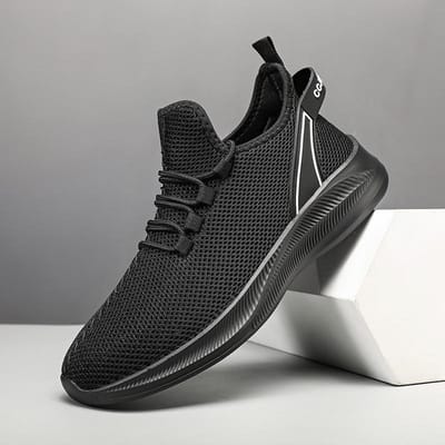 Sportschoenen voor Heren Schoenen Sneakers Zwarte Schoenen Casual Heren Gebreide Sneakers Ademende Atletische Hardlopen Wandelen Sportschoenen 40 black