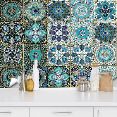 Set van 20 Zelfklevende Tegelstickers 15 x 15 cm, Waterdichte Decoratieve Mosaïektegels voor Keuken en Badkamer