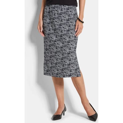Smalle rok met een split opzij - zwart / wit / gedess. - Gr. 20 van Goldner Fashion