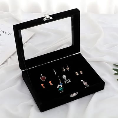 Dailygoods- Juwelendoos met Slot - Sieradendoos voor Volwassenen - Ringdoos - Oorbellen/Manchetknopen - Transparant Glazen Deksel - Groene kleur