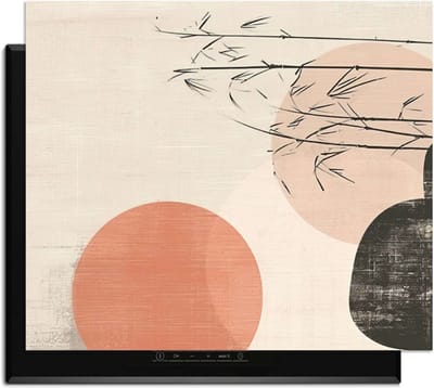KitchenArt - Zen Balance – Japandi Inductie Beschermer - 65x52 cm - Kookplaat Beschermer - Luxe Afdekplaat Inductieplaat - Anti-slip & Oprolbaar - Beschermmat Inductiekookplaat