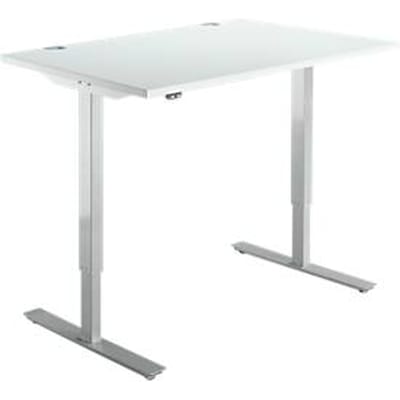 Schäfer Shop  Select Bureautafel START UP, eentraps elektr. in hoogte verstelbaar, B 1200 mm, lichtgrijs/blank aluminium