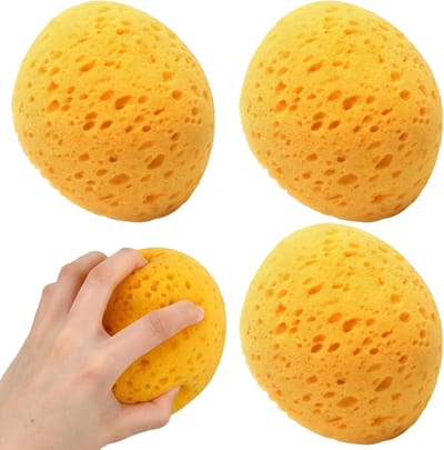 Set van 3 natuurlijke douchesponzen voor lichaamsreiniging, exfoliatie en badkameraccessoires
