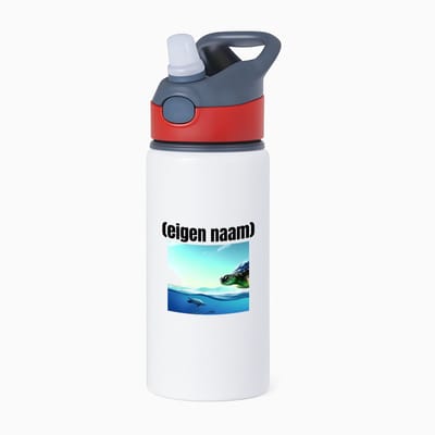 Hacebo® - schildpad in de zee met eigen naam waterfles met rietje rood - Schildpad - schildpad liefhebbers - iemand die houdt van schildpadden - verjaardag - cadeau - kado - geschenk - water fles - 650ML