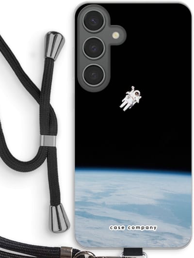 Case Company® - Hoesje met koord geschikt voor Samsung Galaxy S24 Plus hoesje met Koord - Alone in Space - Telefoonhoesje met Zwart Koord - Bescherming aan alle Kanten en Over de Schermrand