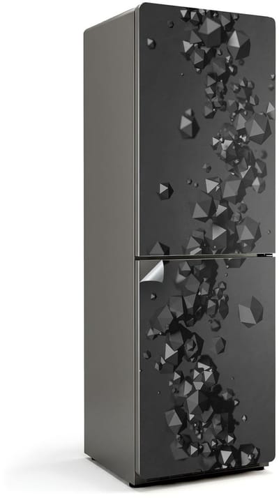 Wallfluent Koelkaststickers - Abstracte vormen in beweging Koelkast Folie - 60 cm x 180 cm - Zwart Koelkaststickers - Koelkast Wrap - Koelkast Makeover - Waterdichte Koelkast Sticker - Koelkast Design