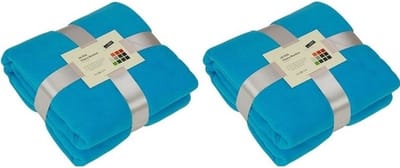 James & Nicholson Fleece bankdeken/plaid - 2x - turquoise blauw - 130 x 170 cm - 240 grams - pluisvrij - wasbaar