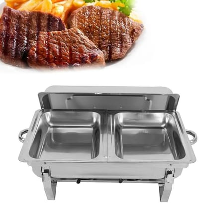 Premium RVS Komfoor - Buffetverwarmer - Opvouwbaar Frame - 7,5 Liter - Voedselpannen - Brandstofverwarming voor Buffetbanket - Voor Catering en Horeca