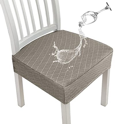 Waterdichte Stoelhoezen voor Eetkamerstoelen - Verwijderbare en Wasbare Slipcovers (Taupe, Set van 4)
