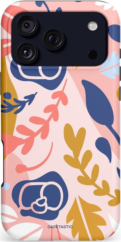 Casetastic hoesje geschikt voor Apple iPhone 17 Pro Max - MagSafe - Dubbellaagse bescherming - Roze Bladeren - Fashion Case - Lichtroze Wit Goud Perzik