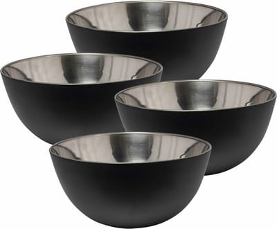 Svenska Living Kommetjes/schaaltjes - 4x - zwart - RVS - D19 x 9 cm